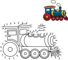 Dot to Dot Steam Locomotive Isolated Coloring vector