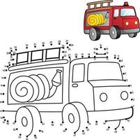 Dot to Dot Fire Truck Isolated Coloring Page vector