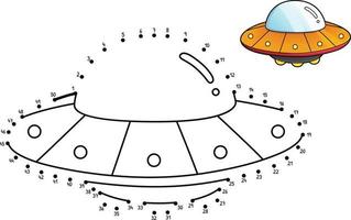 Dot to Dot UFO Isolated Coloring Page for Kids vector