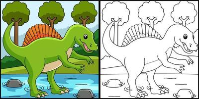 Spinosaurus Dinosaur Coloring Page Illustration vector