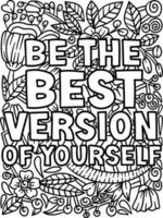 Be The Best Version Motivational Quote Coloring vector