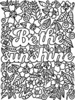 Be The Sunshine Motivational Quote Coloring Page vector