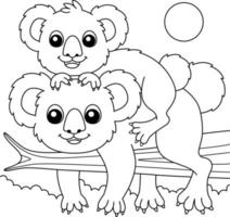 Koala With A Baby Coloring Page for Kids vector