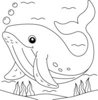 Humpback Whale Coloring Page for Kids vector