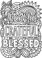 Thankful Grateful Blessed Motivational Coloring vector