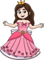 princesa frente al castillo clipart de dibujos animados vector