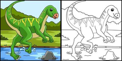 Qantassaurus Dinosaur Coloring Page Illustration vector