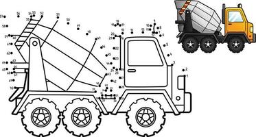 Dot to Dot Concrete Mixer Isolated Coloring Page vector