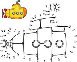 Dot to Dot Submarine Isolated Coloring Page vector