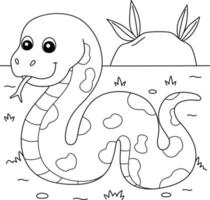 Snake On Ground Coloring Page for Kids vector