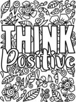 Think Positive Motivational Quote Coloring Page vector