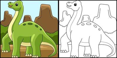 ilustración de página para colorear de dinosaurio braquiosaurio vector
