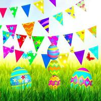 Beautiful Easter background with colorful Easter eggs photo