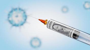 Costs of development and creation of Coronavirus vaccination. 3D Rendering photo