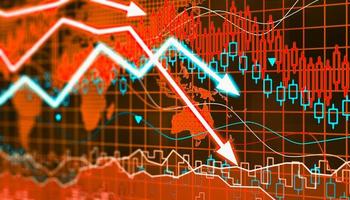 Econimical crisis concept. Spread in the world, economy is down. 3d illustration photo