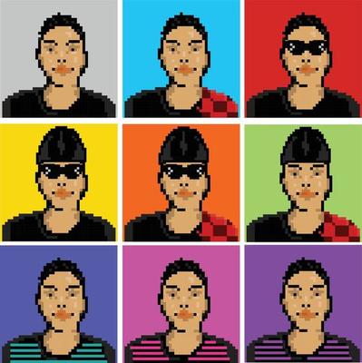 a mens character collection pixel art