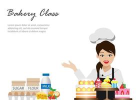 Woman Chef introduce ingredients for bakery class vector