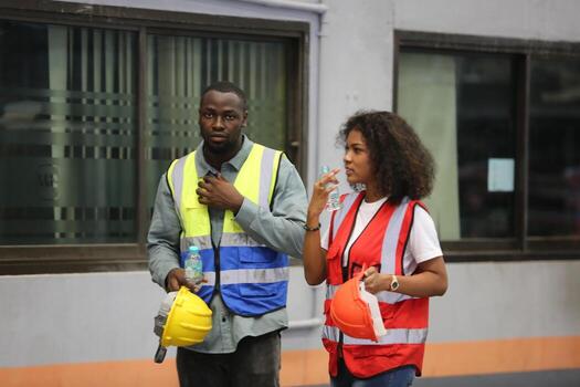 Industry worker Foreman or worker work at factory site check up machine or products in site. Engineer or Technician checking Material or Machine on Plant. Industrial and Factory. photo