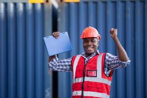 industry worker control loading containers in the container terminal photo