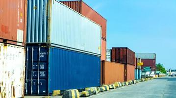Container loading in a Cargo freight ship with industrial crane. Container ship in import and export business logistic company. Industry and Transportation concept. photo
