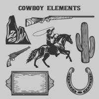 wild west cowboys elements vector