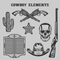 wild west cowboys elements vector