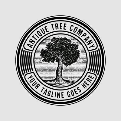 Vintage Old oak strong tree badge logo
