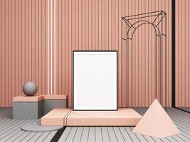 Composición abstracta de representación 3d. formas geométricas sobre fondo verde para marco de presentación o maqueta. diseño minimalista y espacio de equilibrio foto