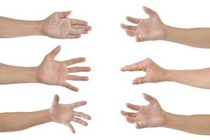Set of man hands gestures isolated on white background, with clipping path. photo