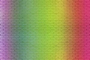 Colored rainbow of grunge wall background. Idea of colorful painted old vintage grungy brick wall texture. photo