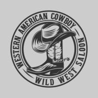 wild west cowboys vintage badge vector