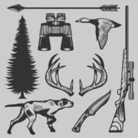 vintage hunting elements vector