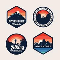 Adventure mountains badge set vector