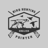 perro de caza puntero inglés ave perro emblema insignia vector