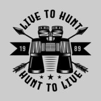 Vintage binocular Hunting and Adventure Emblem Badge vector