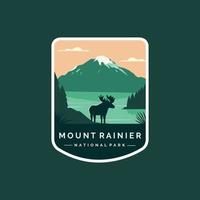 ilustración del logotipo del parche del emblema del parque nacional del monte más lluvioso vector