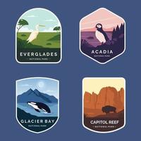 conjunto de vectores parque nacional aventura al aire libre insignias emblema ilustración diseños