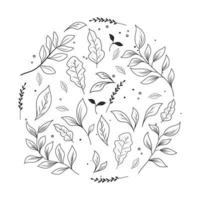 simple line black and white floral vector illustration