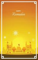 Ramadan Kareem Greeting Card Mosque Night Sky Vector Design Template