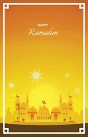 Ramadan Kareem Greeting Card Mosque Night Sky Vector Design Template