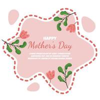 Happy Mother's Day Flower Floral Card Flat Illustration