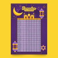 plantilla de calendario de ayuno de ramadán vector