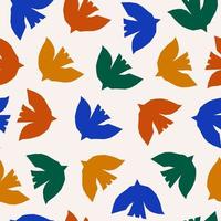 Inspired Matisse seamless pattern with colorful cutting paper birds. Modern creative minimal design. Vector illustration