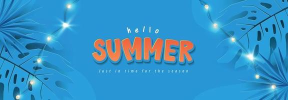 Summer banner background layout banner design with tropical leaves vector