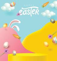 exhibición de productos de banner de feliz pascua con espacio de copia vector