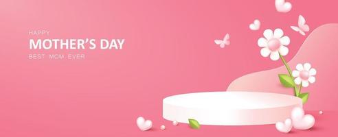 Mothers day poster banner background layout with product display vector