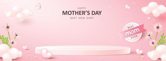 Mothers day poster banner background layout with product display vector
