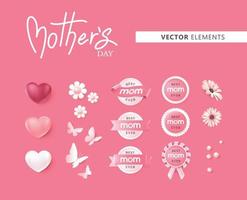 elementos del vector del día de la madre en rosa