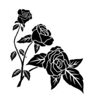 silhouette black rose flower decoration vector