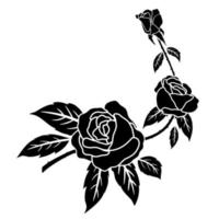 silhouette black rose flower decoration vector